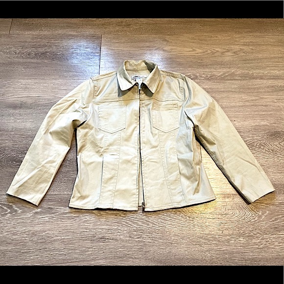 JONES & CO (NWOT) • Tan Lightweight Thin Zip-Up Cotton Jacket Coat • Size Small - Picture 7 of 16